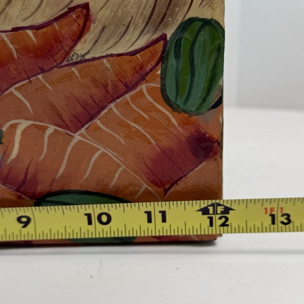 Vintage Toleware Hand Painted Folk Art Bunny Rabbit Wall Hook‎ Panel 2 Hooks.